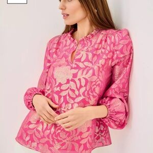 🆕 Lilly Pulitzer GIANA SILK TOP “Sun Shell Pink Floral” MSRP $198 NWT sz XL